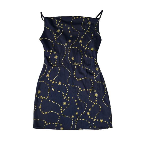 Urban Outfitters Mallory Celestial Slip Dress, Navy & Gold, Sz Medium - Picture 1 of 10